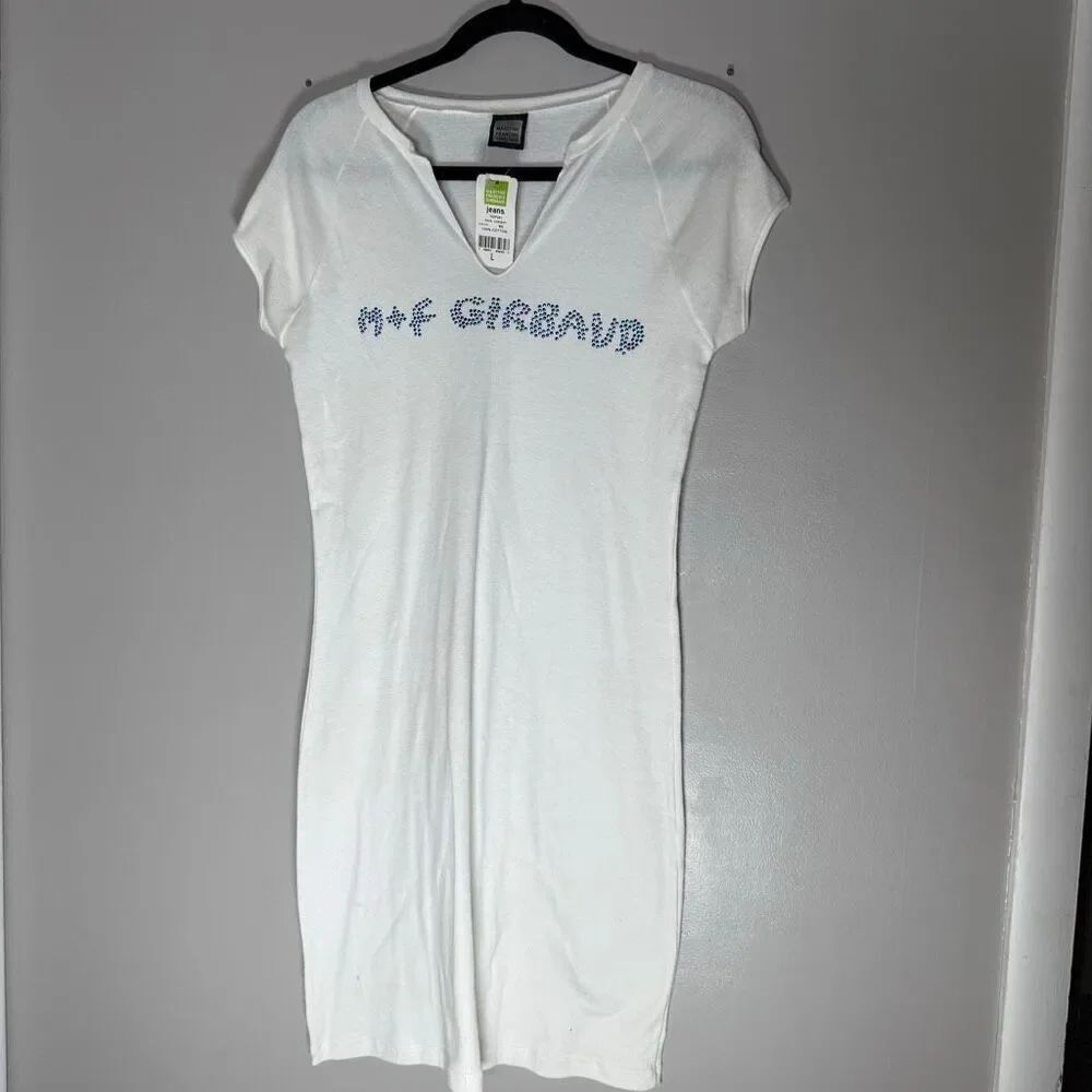 NWT Vintage Marithé + François Girbaud Rhinestone Logo Bodycon Dress